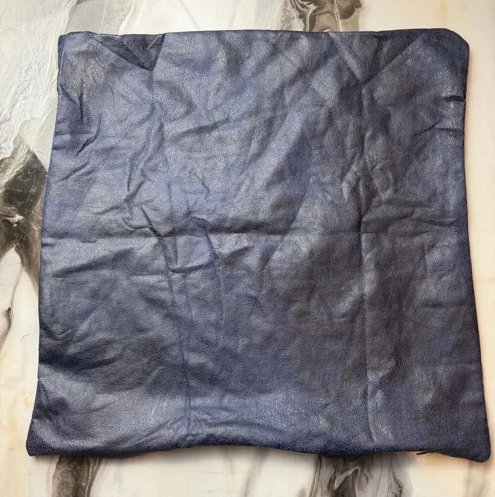 Faux Leather Pillow Cover, 17.5”x 16.5” Navy Blue